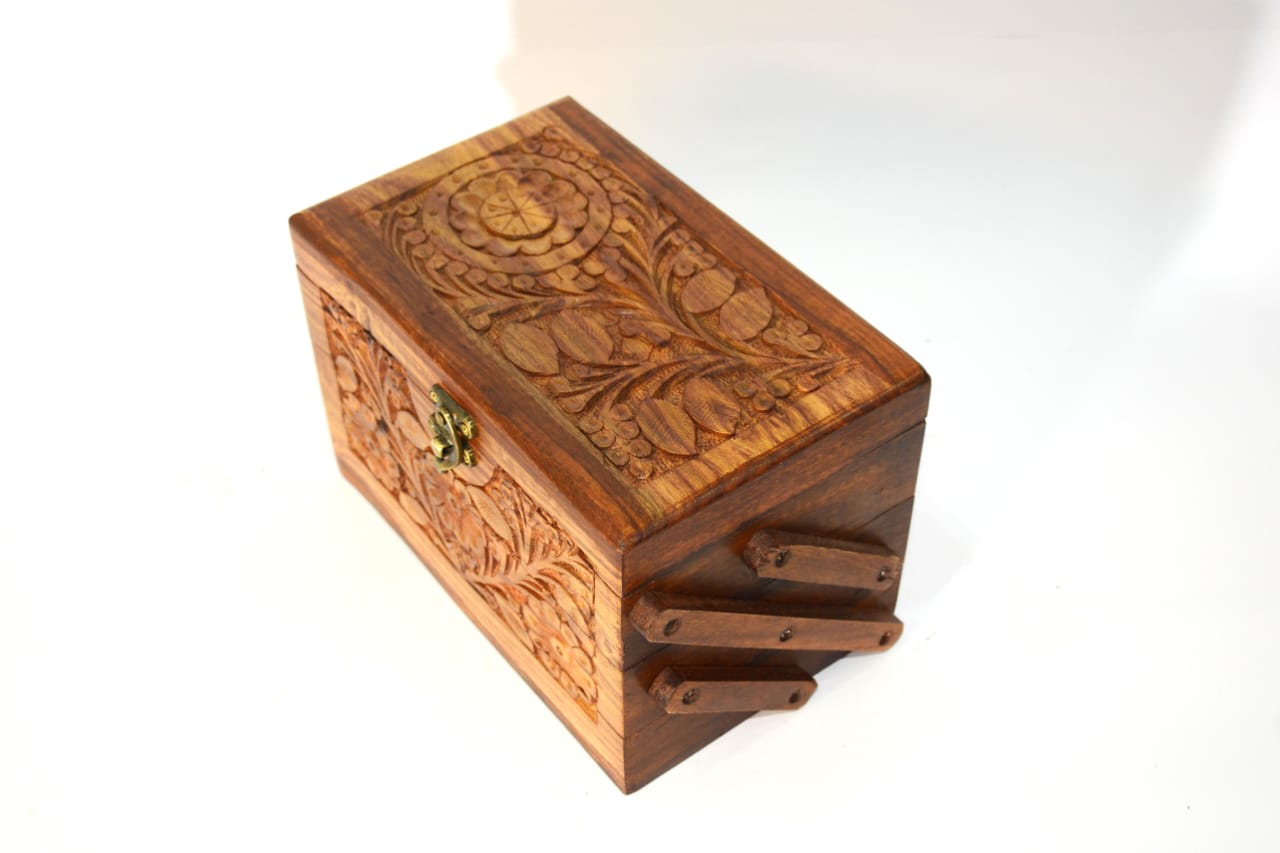 Wooden Jewellery Box- Foldable- 03 Portions