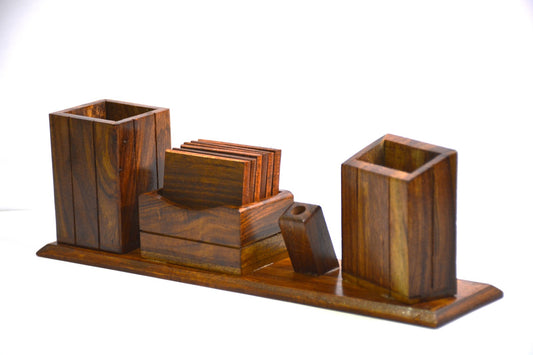 Wooden Office Desk Organiser