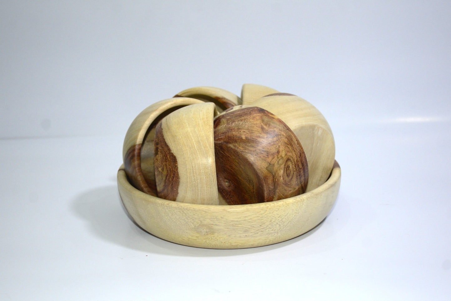 Wooden Bowl Set (6 Bowl + 1 Large Bowl)