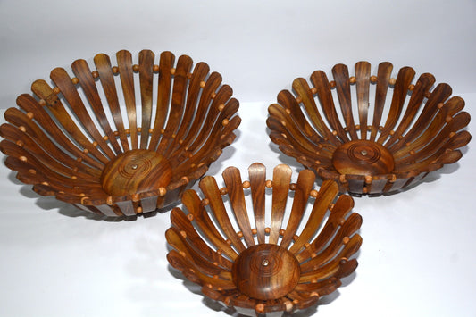 Wooden Fruit Basket  (3 Baskets)
