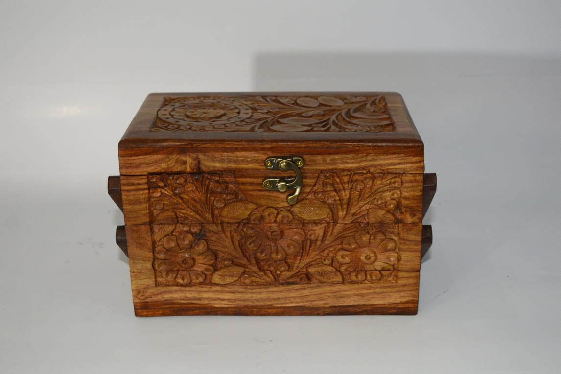 Wooden Jewellery Box- Foldable- 03 Portions